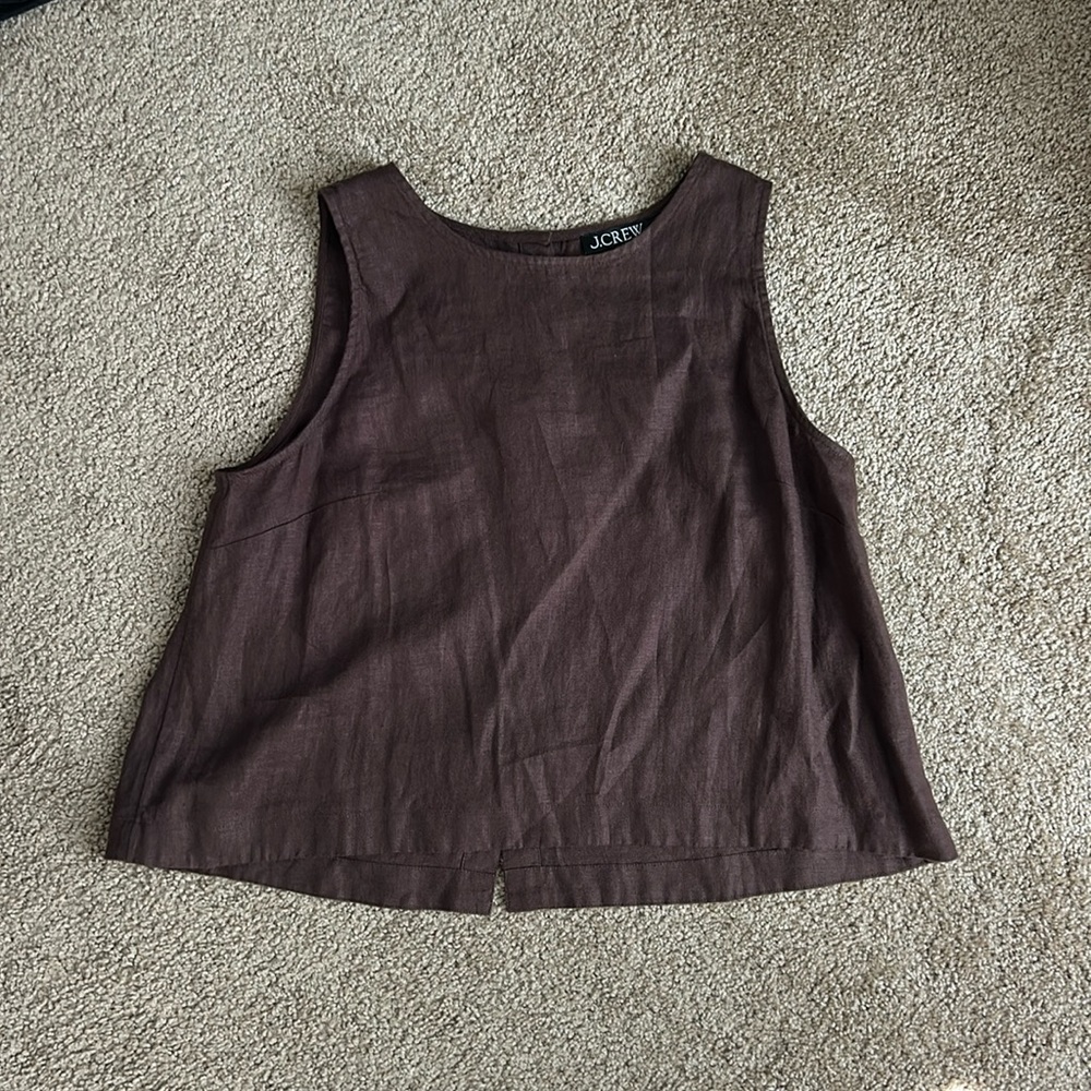 J. Crew Brown Linen Tank size small